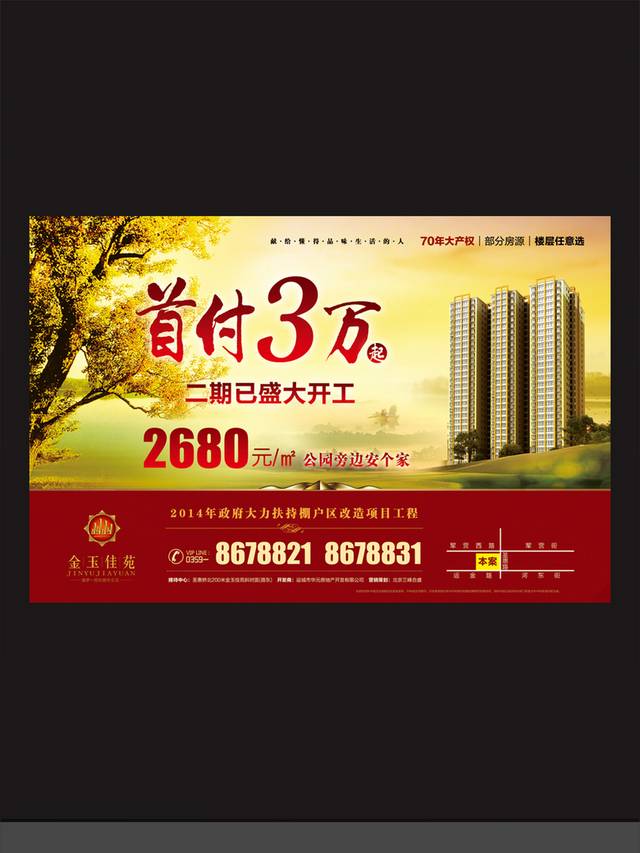 红色时尚地产海报设计