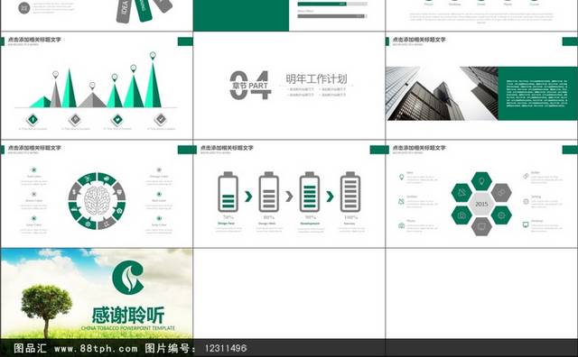 绿色创意中国烟草总结计划PPT模板