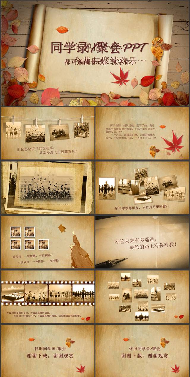 致青春纪念册同学聚会PPT模板