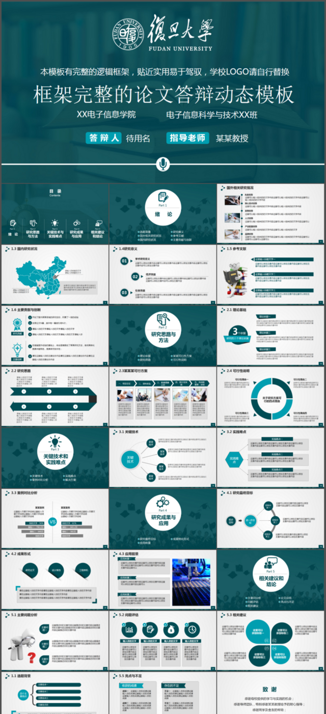 完整严谨实用毕业论文答辩动态PPT模板