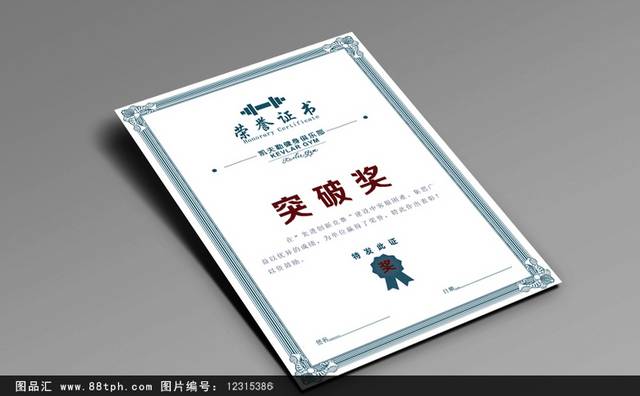 蓝色花边企业荣誉证书下载