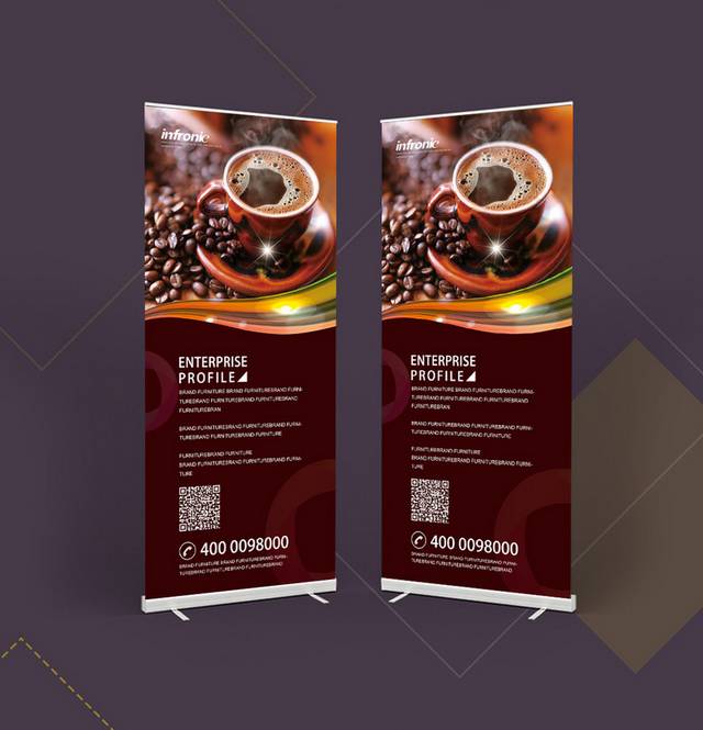 拿铁咖啡饮品展架宣传设计