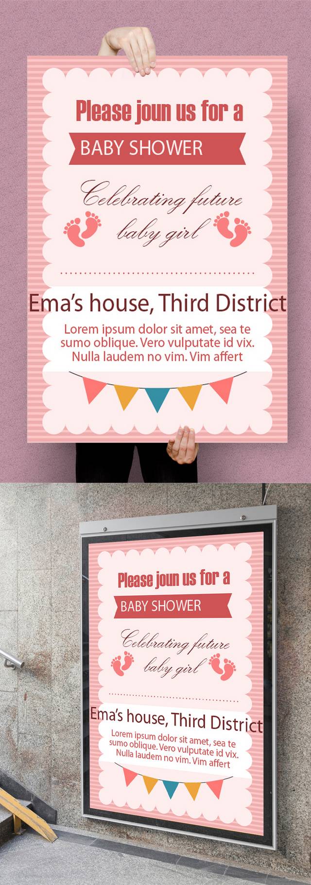 粉色时尚母婴店宣传海报
