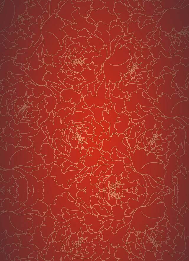 红底金色抽象花卉背景纹路