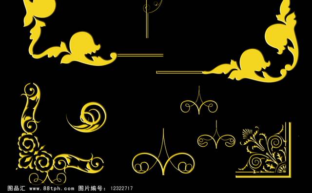金色欧式花纹线条花纹