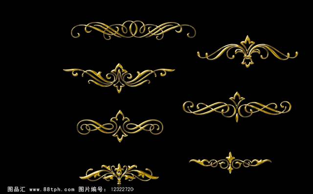 黄色经典欧式复古花边设计素材