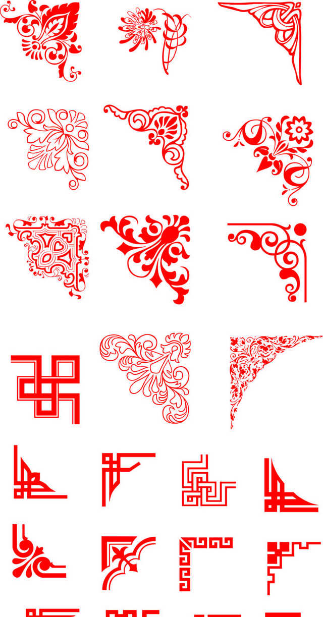 红色中式花纹