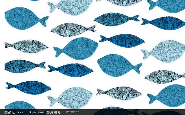 蓝色鱼型纹理背景