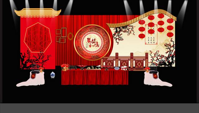 红色中式主题婚礼psd模板