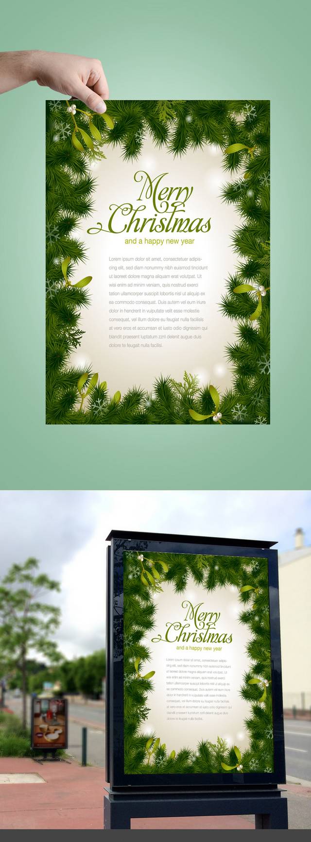 绿色精美圣诞海报