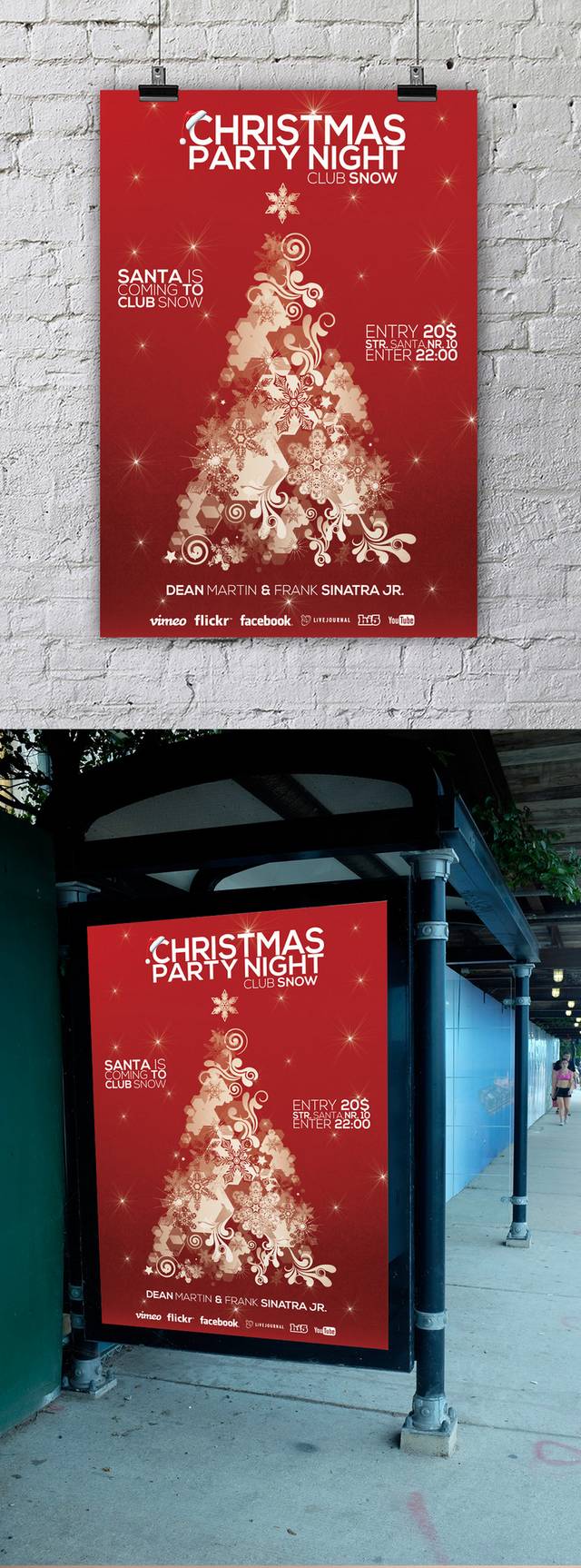 时尚红色圣诞节海报