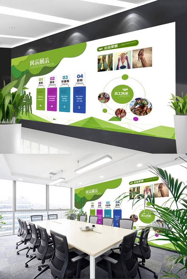 绿色小清新公司文化墙