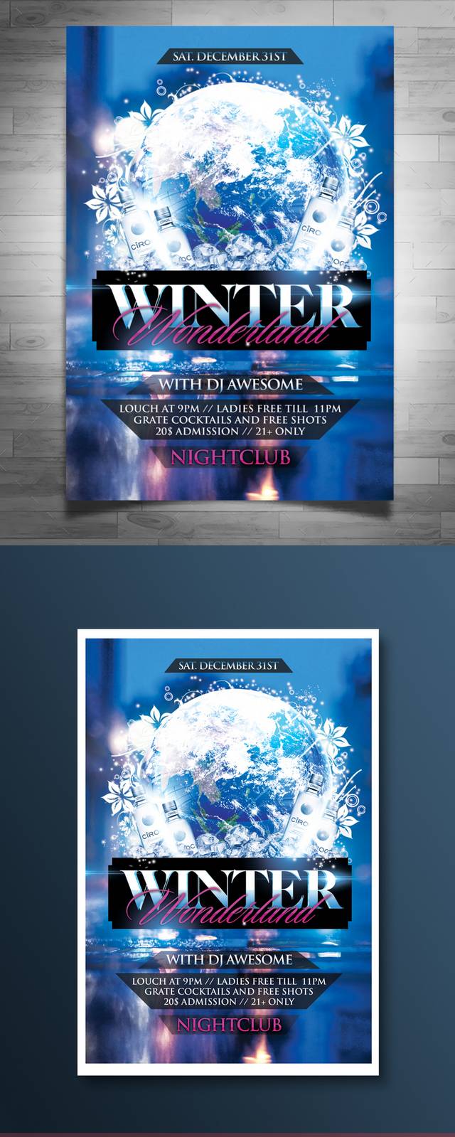 抽象蓝色水球国外海报