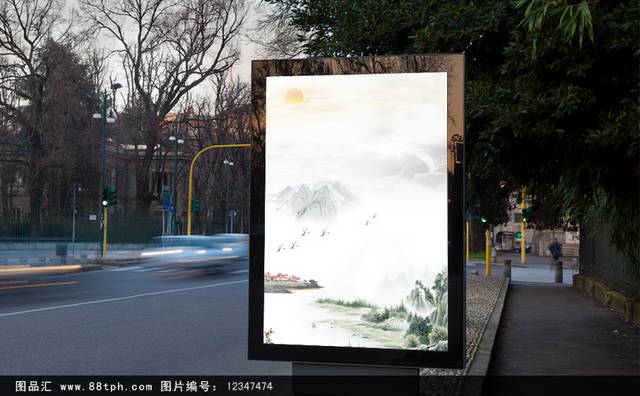 中国风山水国画背景