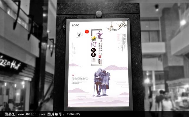 中国风淡雅重阳海报