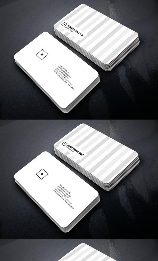 白色简洁高档名片设计模板