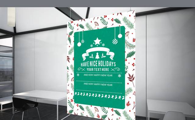 小清新绿色圣诞节海报