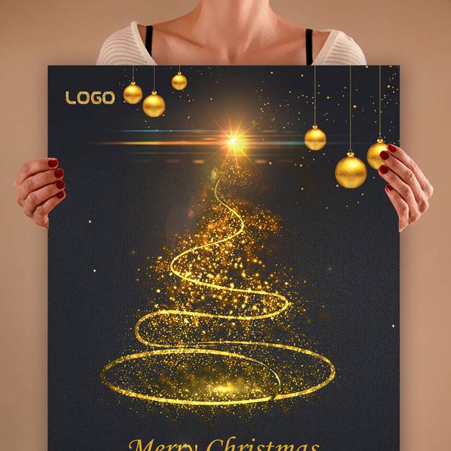 金色圣诞树海报