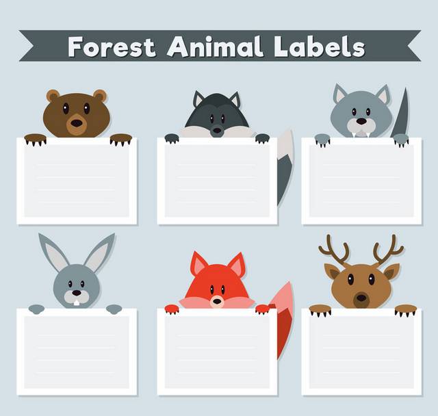 卡通森林动物标签