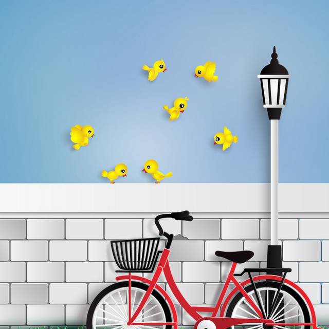 单车和黄色小鸟