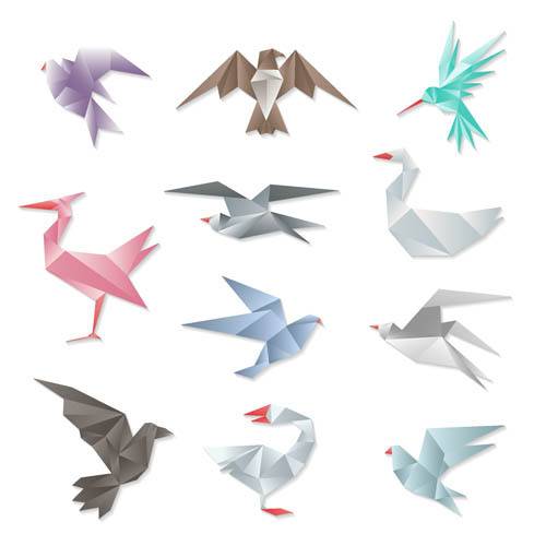 鸟类折纸矢量