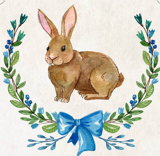 水彩绘可爱兔子