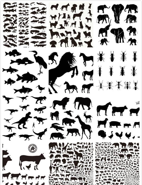 动物剪影插画