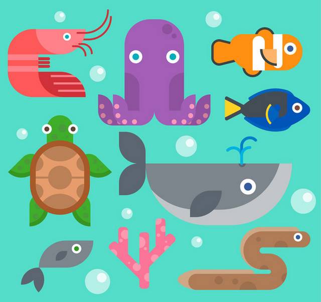 海洋动物设计矢量