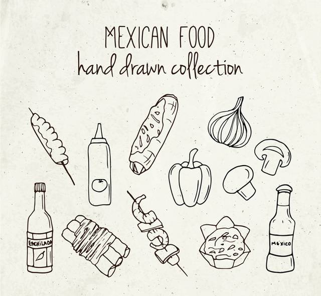 手绘墨西哥食物