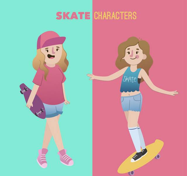 1玩滑板的女孩