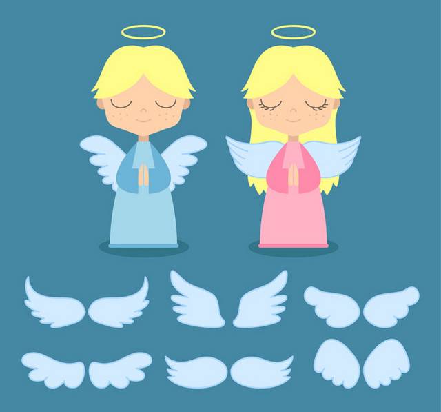 天使和翅膀矢量