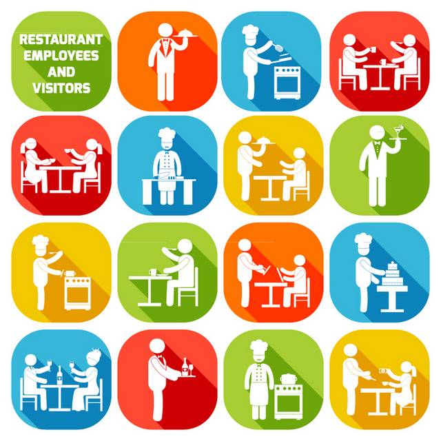 餐厅员工和顾客图标