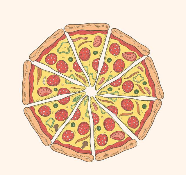 香肠披萨俯视图