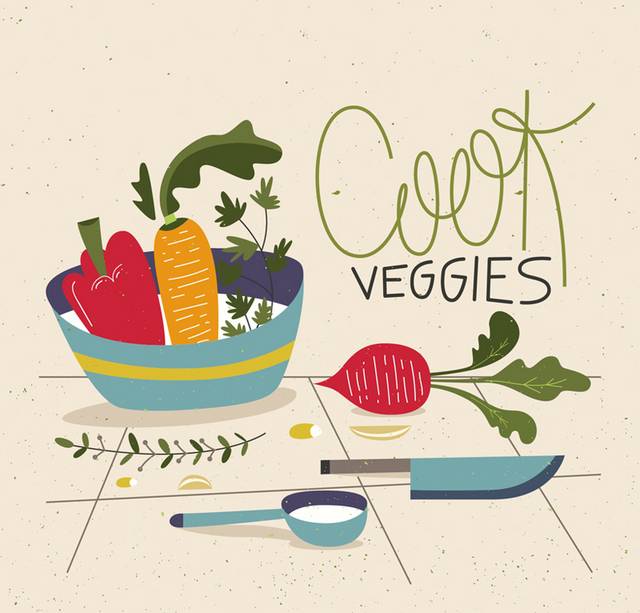 蔬菜与厨具矢量