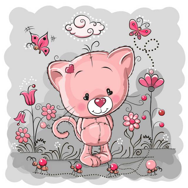 粉色猫咪插画