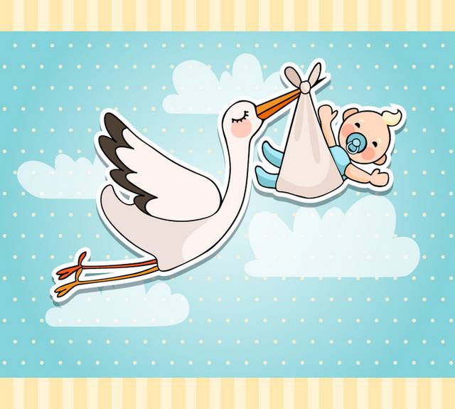 送子鹤与婴儿贴纸1