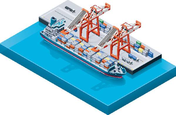 3D立体货船码头