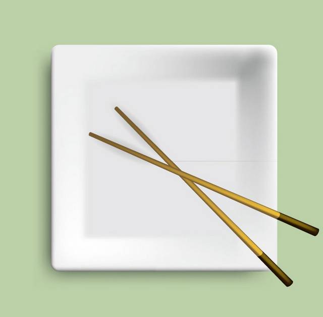 方形餐盘与筷子