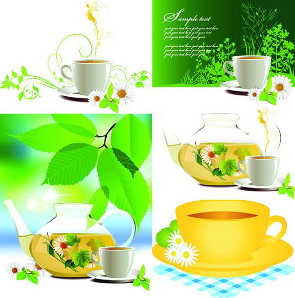 咖啡茶绿叶