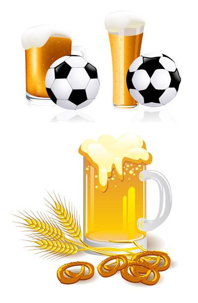 啤酒与足球矢量