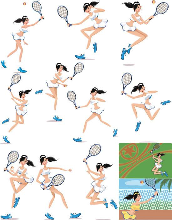 网球美女矢量
