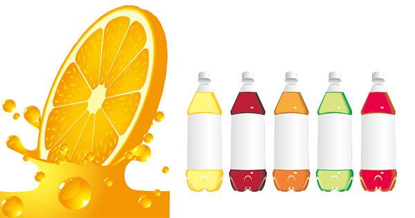 橙汁与饮料瓶
