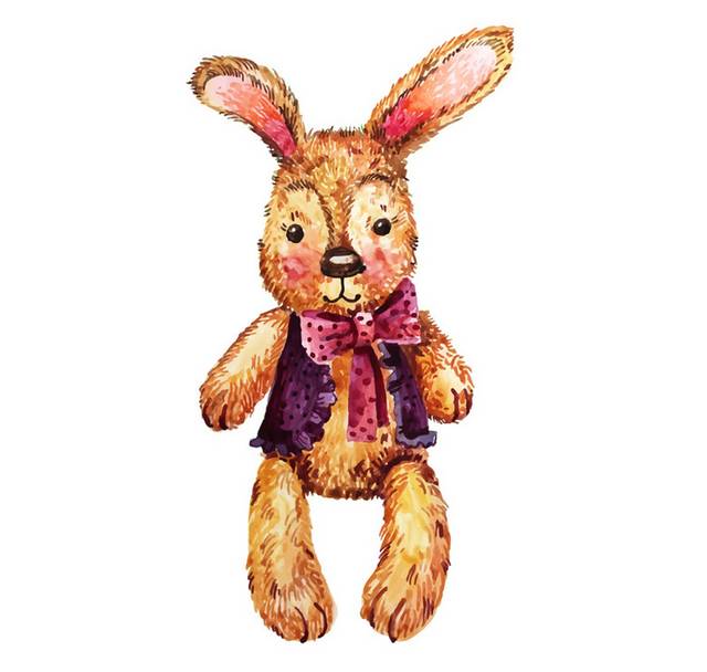 水彩绘兔子玩偶