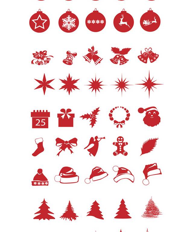 圣诞节相关红色图案元素PSD素材