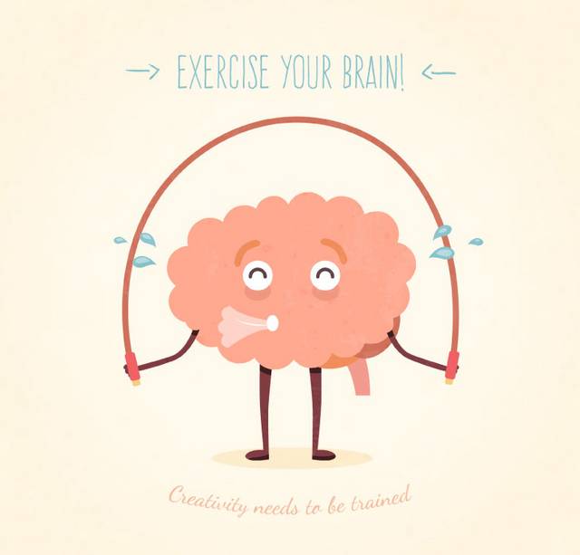 健身的大脑插画