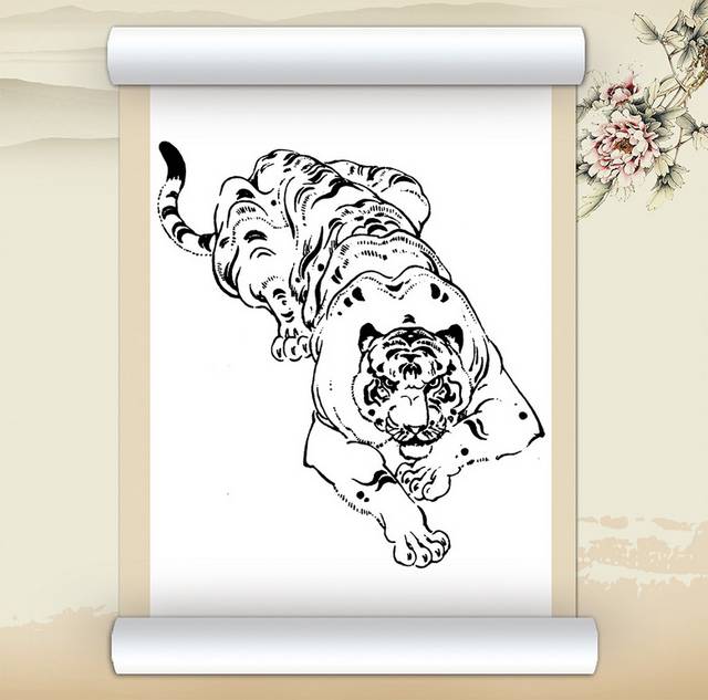 国画老虎设计素材