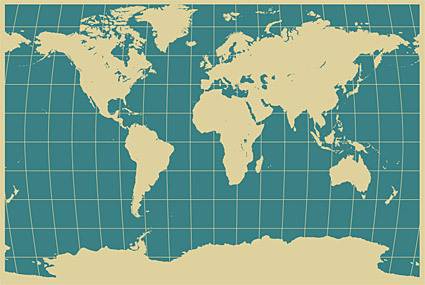 手绘蓝色背景世界地图矢量