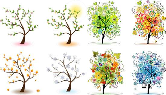 四种季节树木