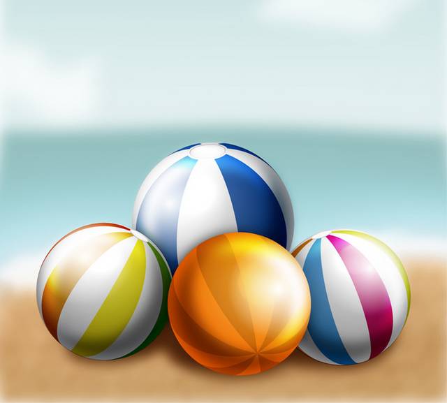 彩色沙滩球矢量
