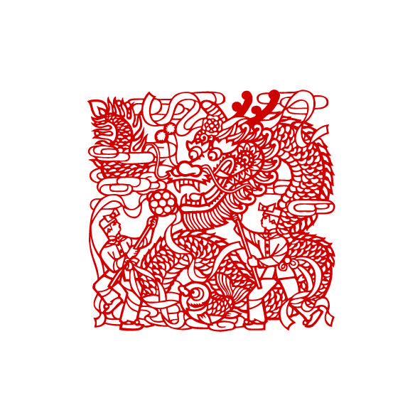 红色古典剪纸图案矢量素材